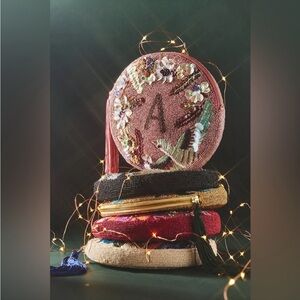 Anthropologie Holiday Monogrammed Beaded Bag Letter S NEW